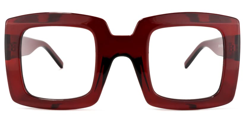 Quincey Square Dark-Red Glasses