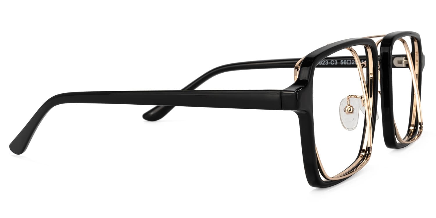 Aviator Black-Gold Glasses | Zeelool Eyewear3