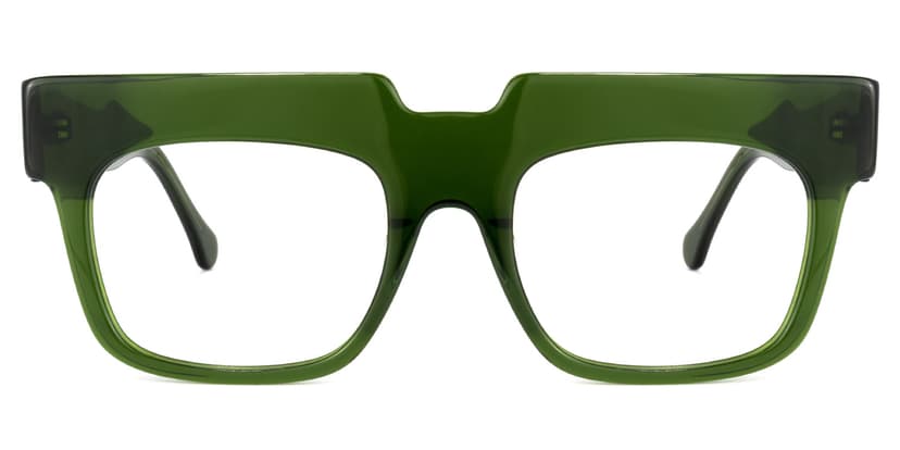 Travis Square Dark-Green Glasses