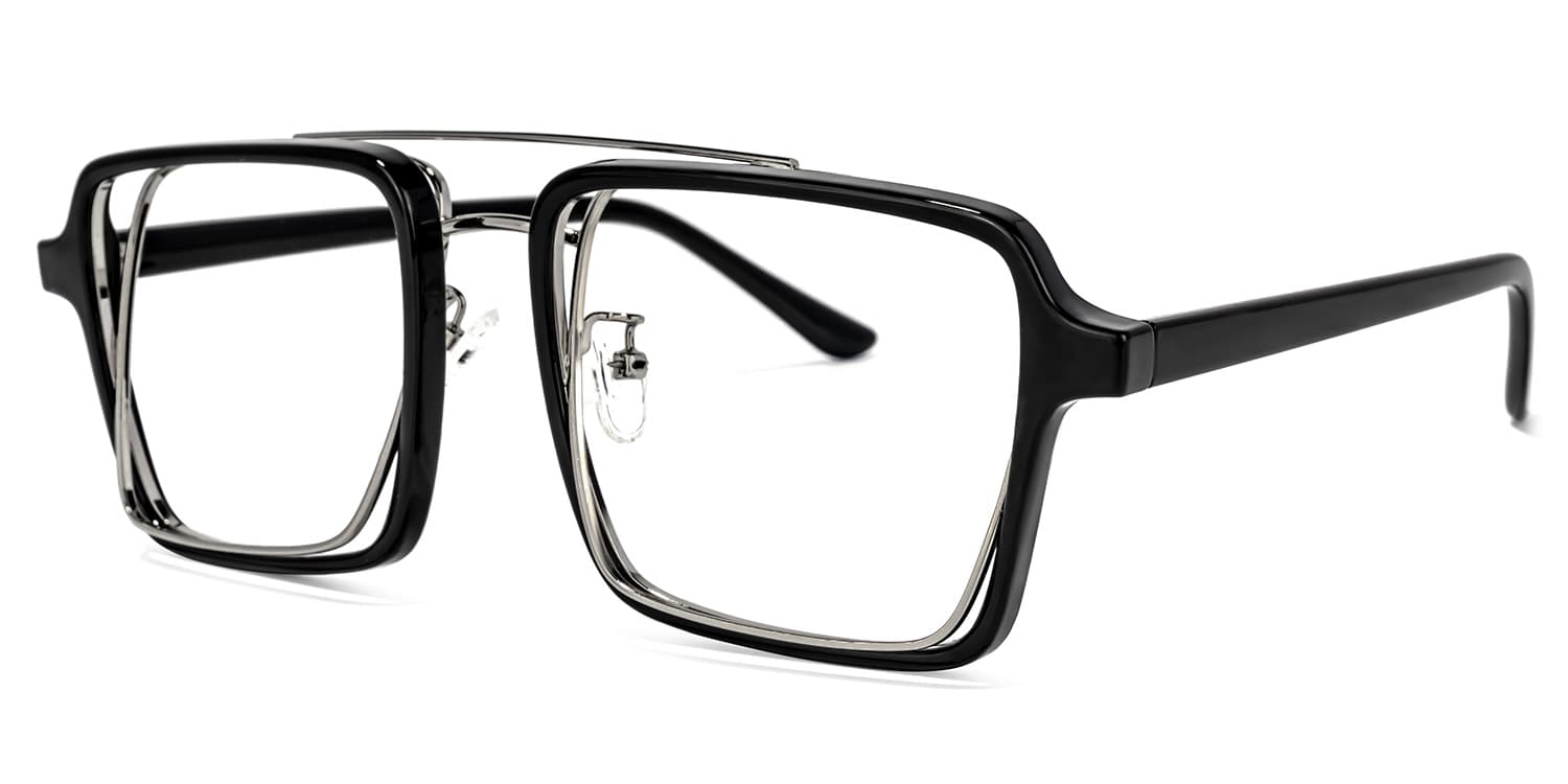 Aviator Black-Silver Glasses | Zeelool Glasses1