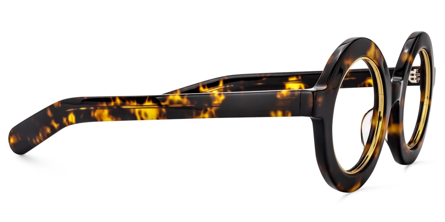 Round Yellow Tortoise Glasses | Zeelool Glasses4